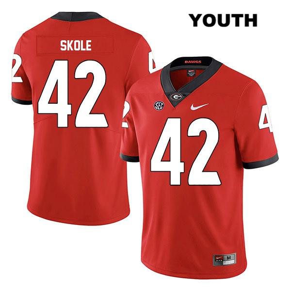 Georgia Bulldogs Youth Jake Skole #42 NCAA Legend Authentic Red Nike Stitched College Football Jersey ABE0156JD